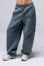 Front View Of Scuba Tech Wide Leg Sweatpants in Stormy Weather Blue Color