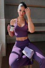 Front View Of Tempo Tank Bra in Dark Grape, provides the support and flexibility you need to perform and look your best.