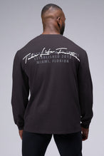 Back View of Black TLF Arc Dura Cotton Oversized Long Sleeve, durable, vintage wash tee for gym or street wear