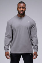 Front View of Quiet Shade TLF Arc Dura Cotton Oversized Long Sleeve, durable, vintage wash tee for gym or street wear