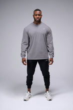 Front View of Quiet Shade TLF Arc Dura Cotton Oversized Long Sleeve, durable, vintage wash tee for gym or street wear