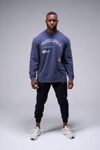 Front View Of Blue Stonewash TLF Arc Dura Cotton Oversized Long Sleeve