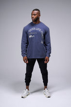 Front View Of Blue Stonewash TLF Arc Dura Cotton Oversized Long Sleeve
