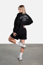 Back View of Black Athletic Club Oversized Sweatshirt