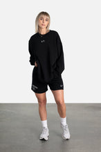 Front View of Black Athletic Club Oversized Sweatshirt
