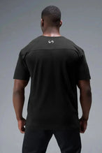 Back View of Black TLF Athletic Dept Cotton Luxe Oversized Tee featuring a bold 2 one graphic print design across the chest in our oversized shirt fit