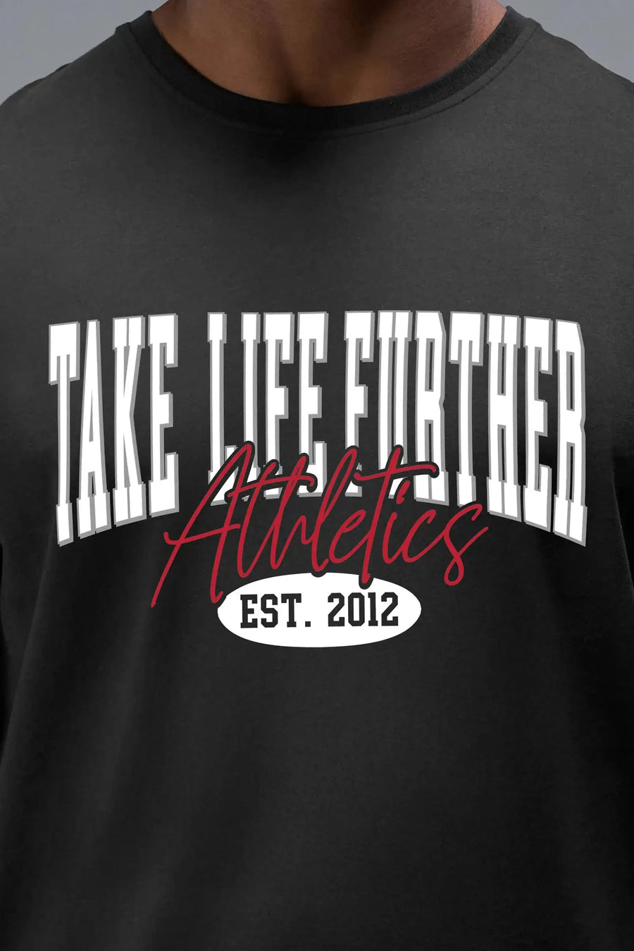 Front View of Black TLF Athletic Dept Cotton Luxe Oversized Tee featuring a bold 2 one graphic print design across the chest in our oversized shirt fit