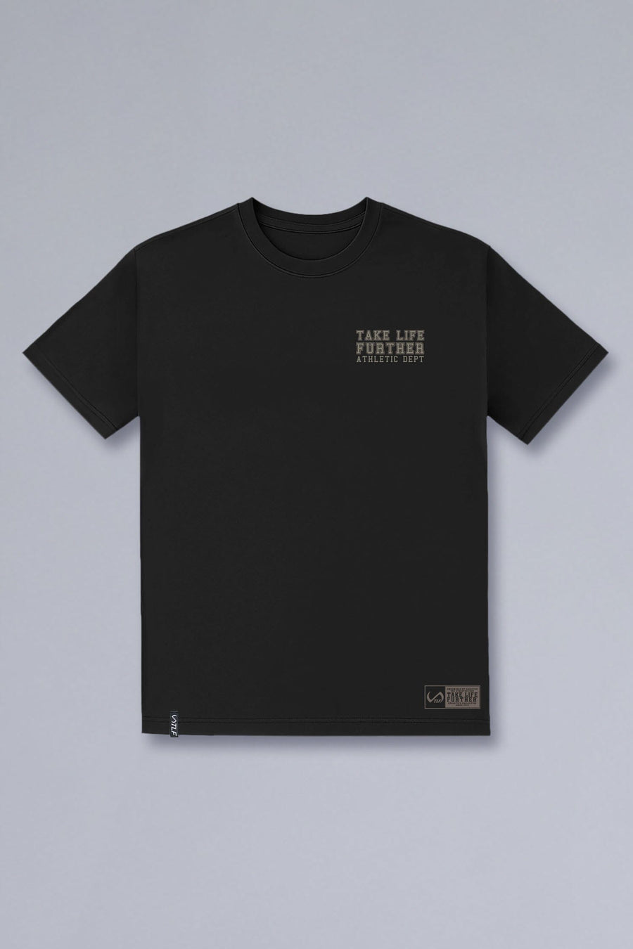 Front View of Black TLF Digital Camo Cotton Luxe Oversized Tee featuring a pixelated camo print design across the back in our oversized t shirt fit