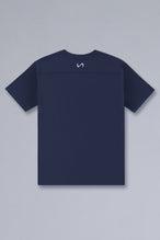 Back View of Blue TLF Athletic Dept Cotton Luxe Oversized Tee featuring a bold 2 one graphic print design across the chest in our oversized shirt fit