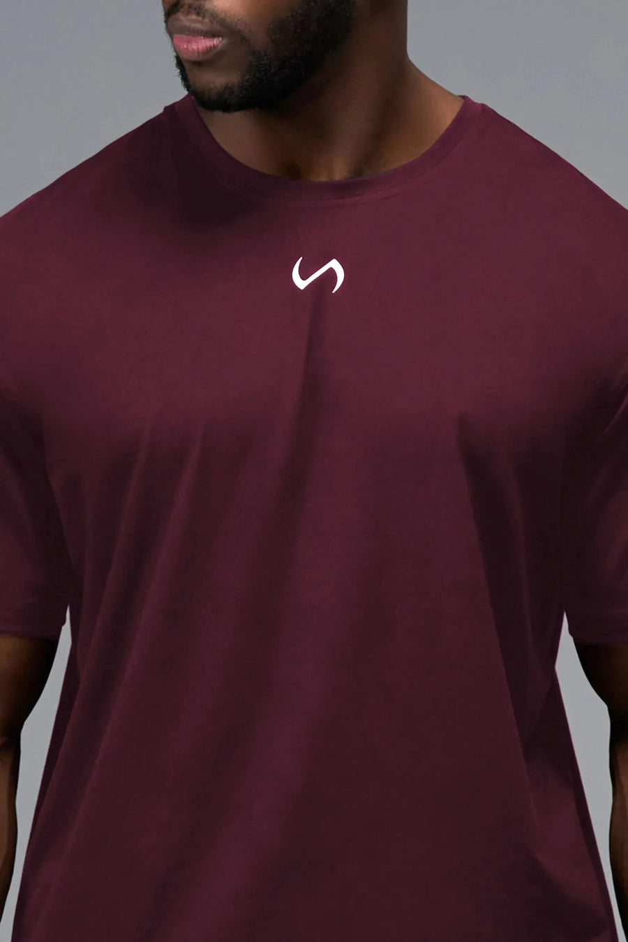 Detail Front View Of Back Script Oversized Tee in Red