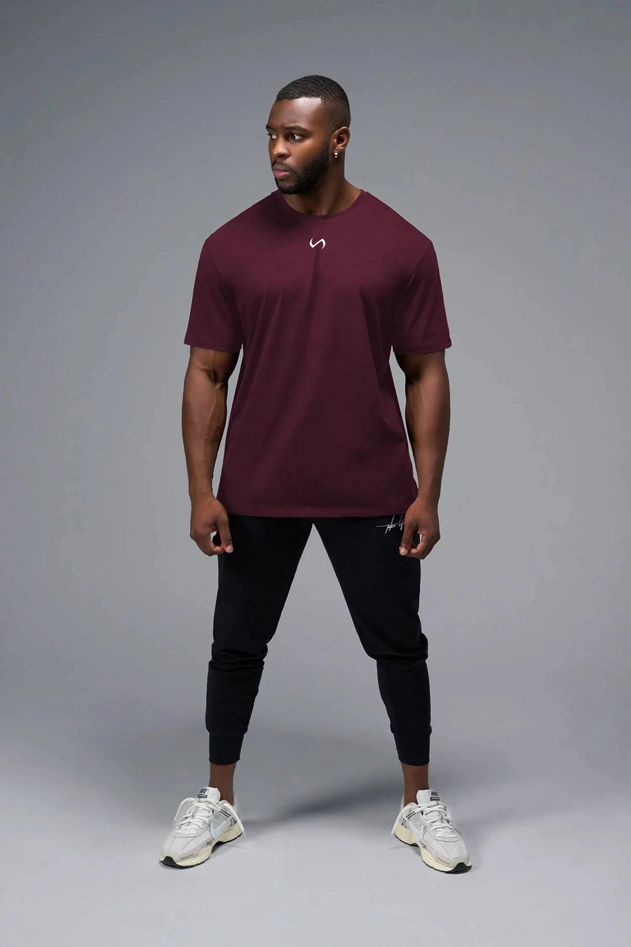 Back View Of Back Script Oversized Tee in Red