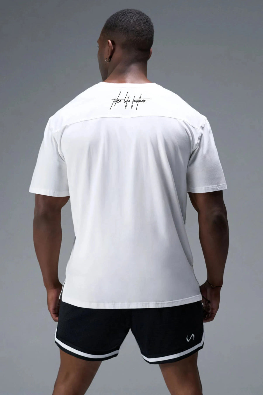 Back View Of Back Script Oversized Tee in White