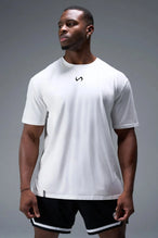 Front View Of Back Script Oversized Tee in White