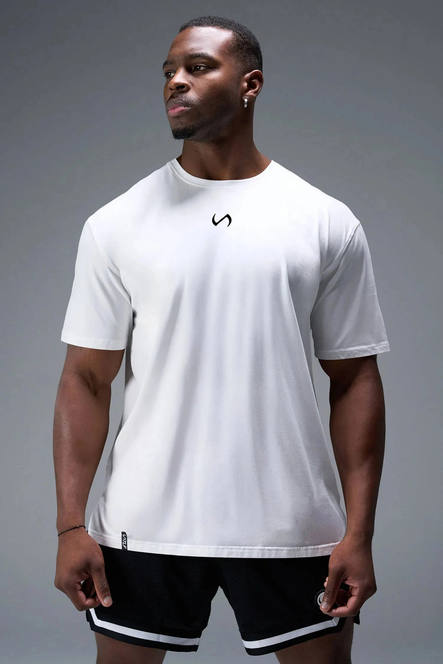 Front View Of Back Script Oversized Tee in White
