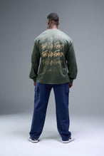 Back View of Cypress TLF Blur Oversized Heavy Weight Long Sleeve, durable and versatile for gym or street wear 
