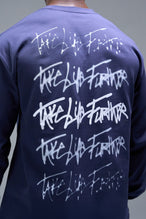 Detail Back View of Midnight Blue TLF Blur Oversized Heavy Weight Long Sleeve, durable and versatile for gym or street wear 