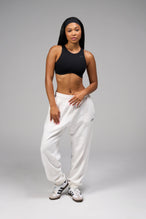 Front View of White Chill Oversized Sweatpants