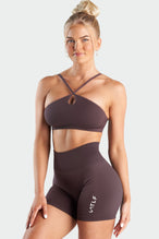 Front View of Nebula Plum Cosmic Seamless Keyhole Sports Bra
