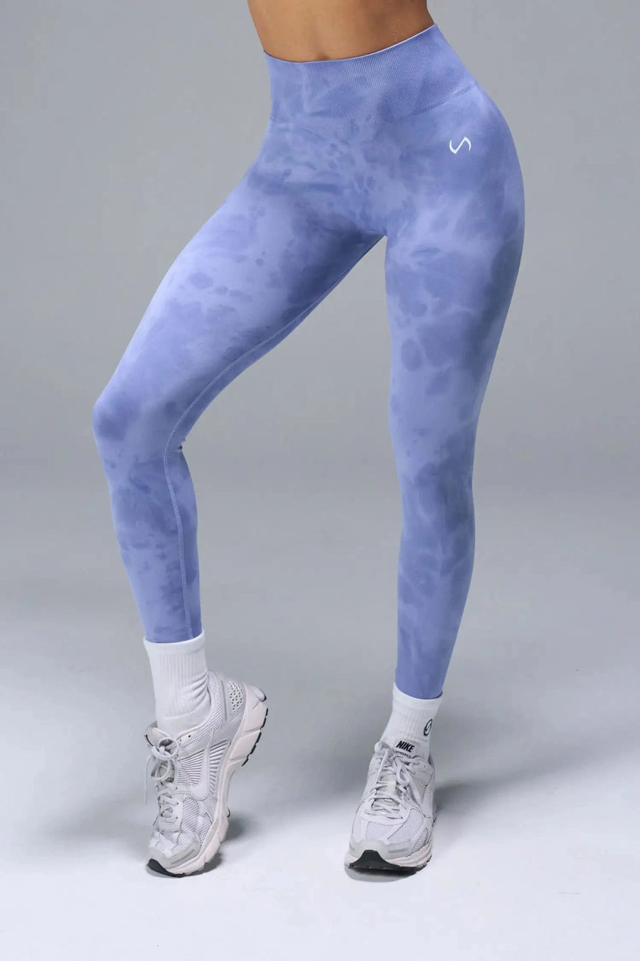 Front View of Blue TLF Cosmic Seamless Scrunch Butt Leggings, featuring a scrunch butt to shape and contour your glutes 