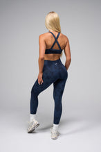 Back View Of Cosmic Seamless Square Neck Sports Bra in Midnight Eclipse