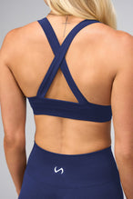Back View Of Cosmic Seamless Square Neck Sports Bra in Deep Navy