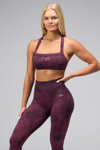 Front View Of Cosmic Seamless Square Neck Sports Bra in Space Cherry
