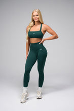 Front View Of Cosmic Seamless Square Neck Sports Bra in Deep Harvest Green