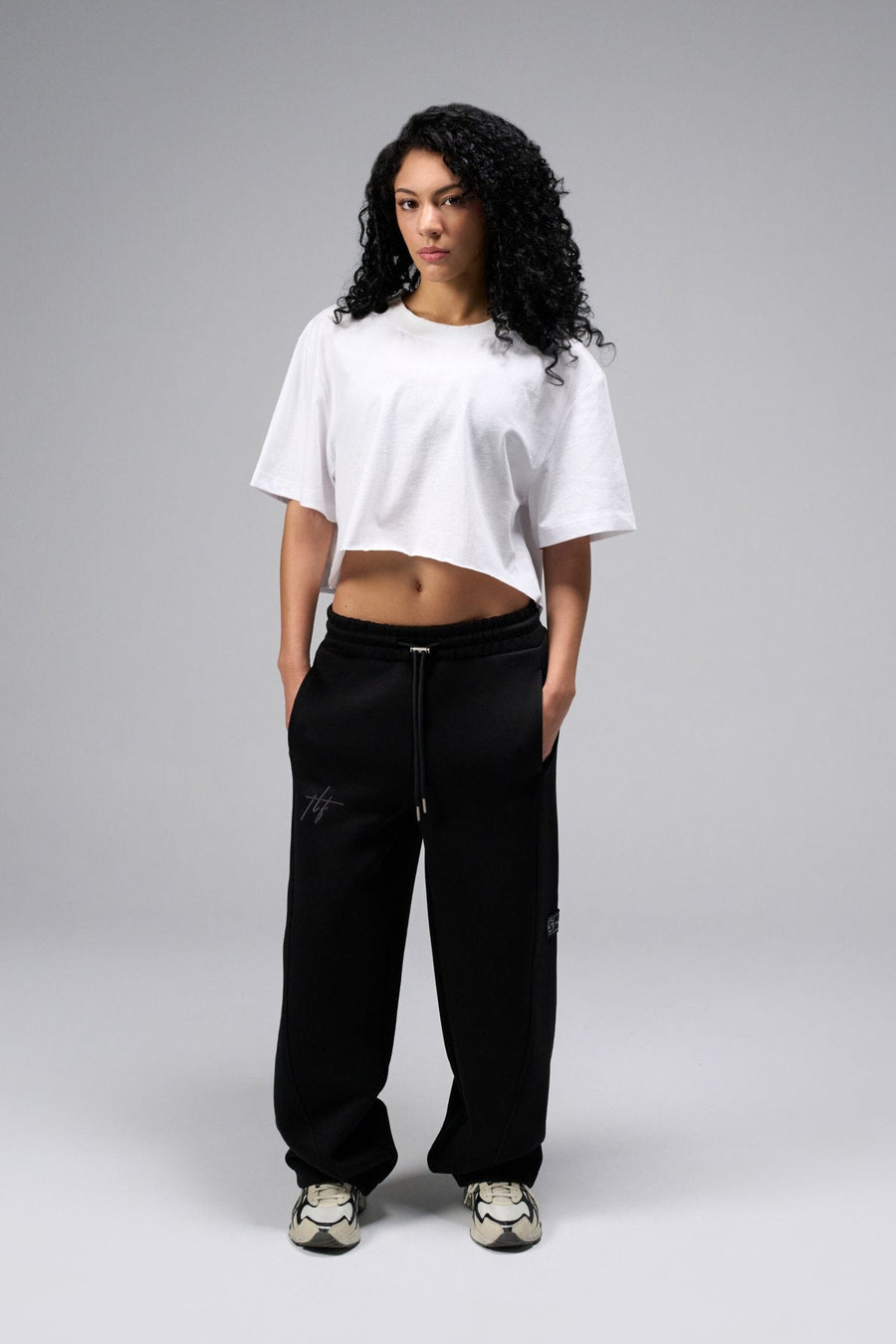 Front view Of Women's Dura Cotton Oversized Cropped Tee in White