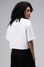 Back view Of Women's Dura Cotton Oversized Cropped Tee in White