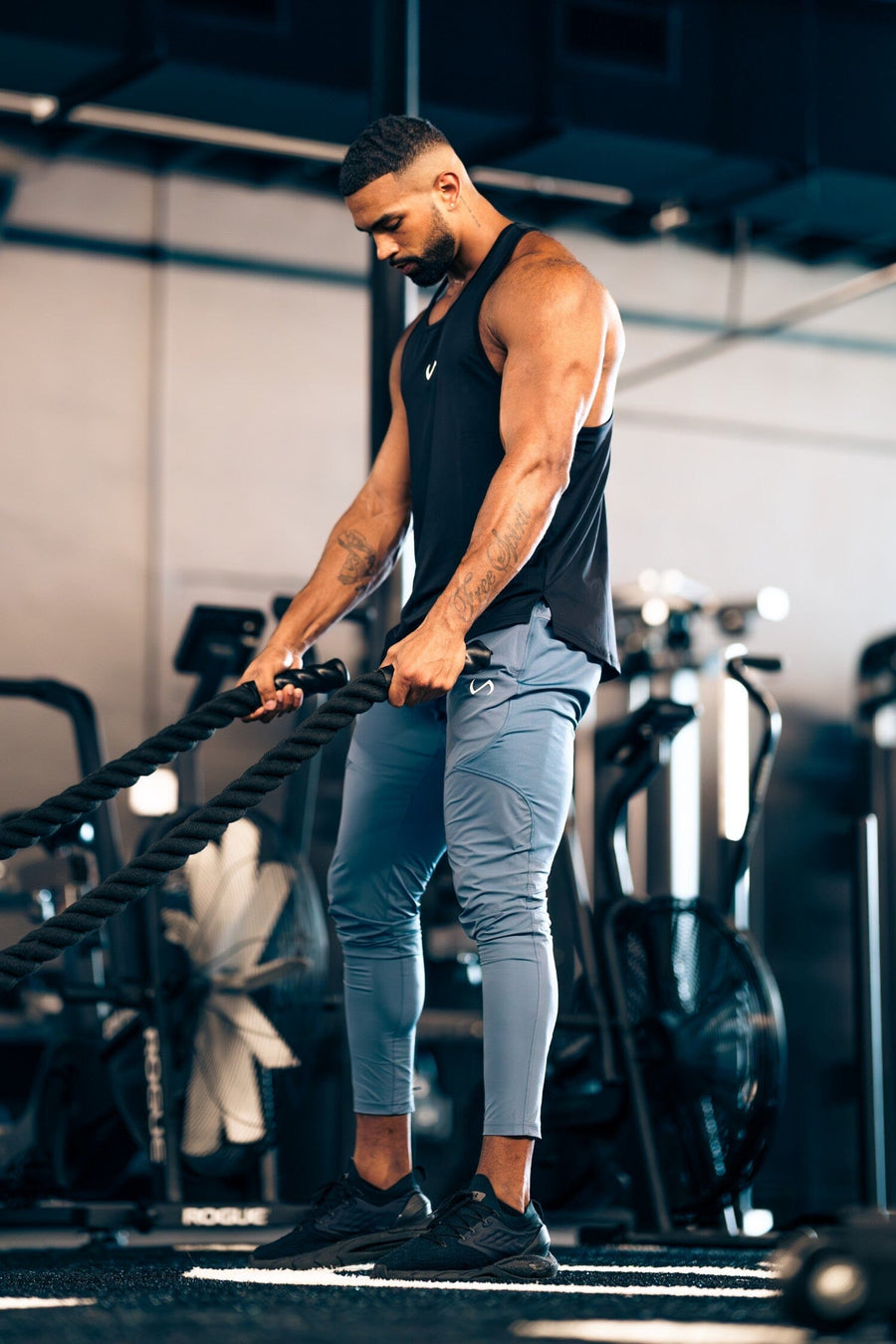 Front View of Blue the TLF Element Infi-Dry Hybrid Joggers featuring side zipper pockets, zippered ankles and drawcord waistband for a custom fit.