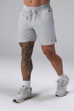Front View of the Gray the TLF Element Light 7 Inch Shorts featuring side zipper pockets, side split hems and reflective details for nighttime visibility. 