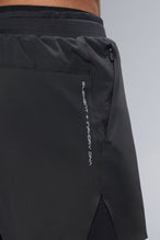 Detail Back View of Black TLF Element Shorts With Liner, 2 in 1 shorts featuring side zipper pockets, 5 inch inseam and 7 Inch inseam Liner Short 