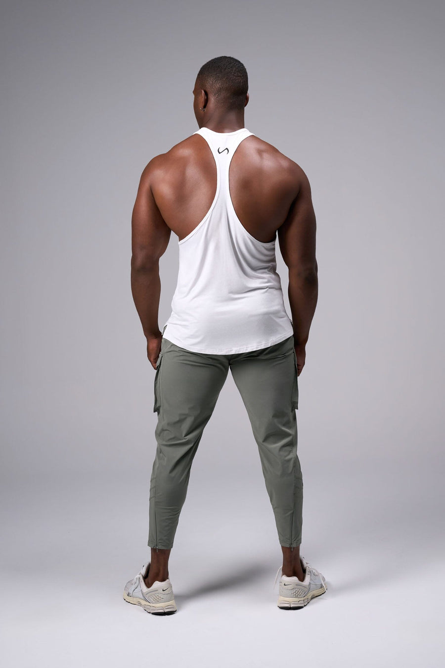 Back View of White Elevate Bamboo Stringer Tank