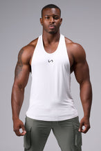 Front View of White Elevate Bamboo Stringer Tank