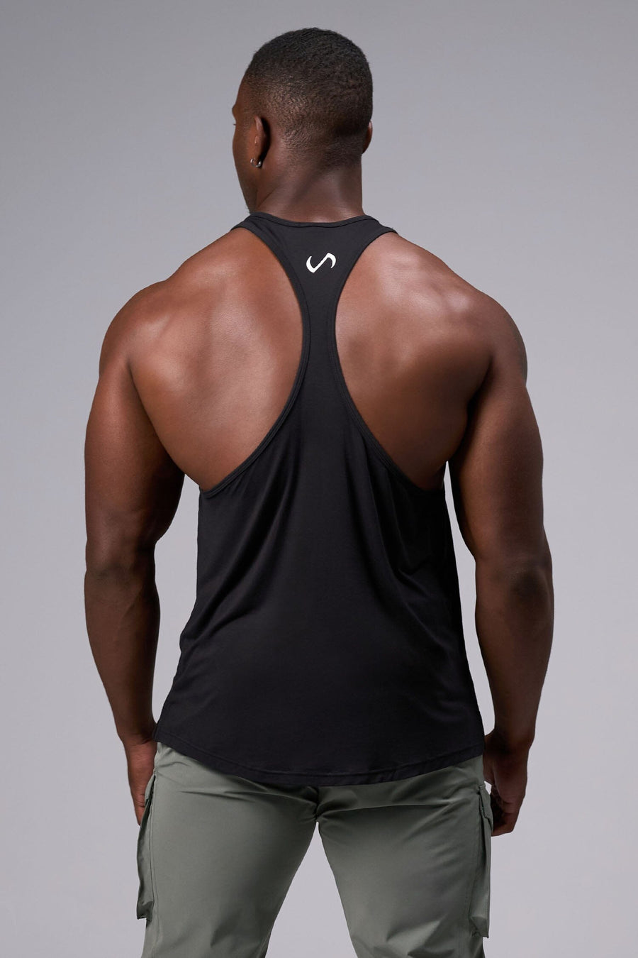 Back View of Black Elevate Bamboo Stringer Tank