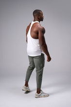 Back View of White Elevate Bamboo Stringer Tank