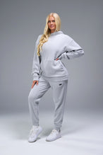 Front View of Gray TLF Elevate Waffle Tech Hoodie, featuring kangaroo pockets, and double panel hoodie designed for all day wear 