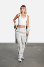Front View of Light Heather Gray Flare Oversized Sweatpants