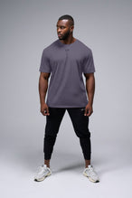 Front View Of Further Cotton Luxe Oversized Tee in Blackened Pearl