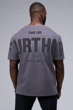 Back View Of Further Cotton Luxe Oversized Tee in Blackened Pearl