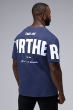 Back View Of Further Cotton Luxe Oversized Tee in Blue Nights