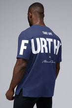 Back View Of Further Cotton Luxe Oversized Tee in Blue Nights