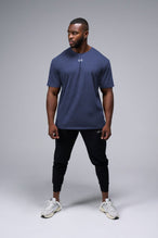 Front View Of Further Cotton Luxe Oversized Tee in Blue Nights