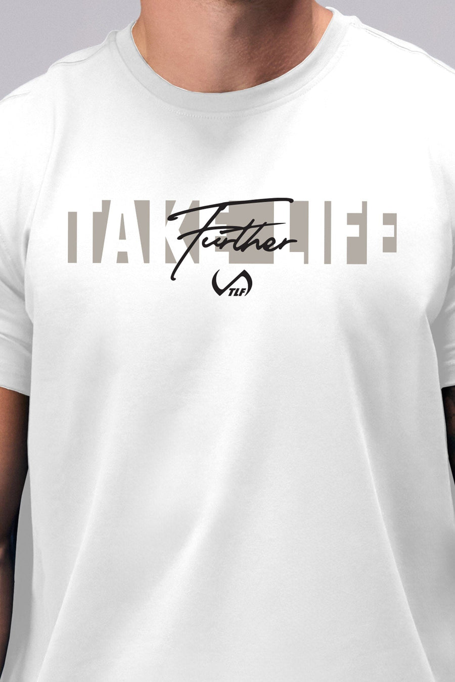Front View Of Further Script Swole Tee – Mens Short Sleeves– White - 3