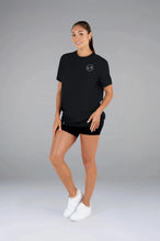 Back View of Black  TLF 3 Strengths Swole Tee, featuring a custom graphic print design in our swole fit for all day wear
