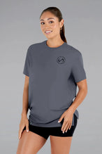 Back View of Blackened Pearl  TLF 3 Strengths Swole Tee, featuring a custom graphic print design in our swole fit for all day wear