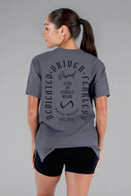 Back View of Blackened Pearl  TLF 3 Strengths Swole Tee, featuring a custom graphic print design in our swole fit for all day wear