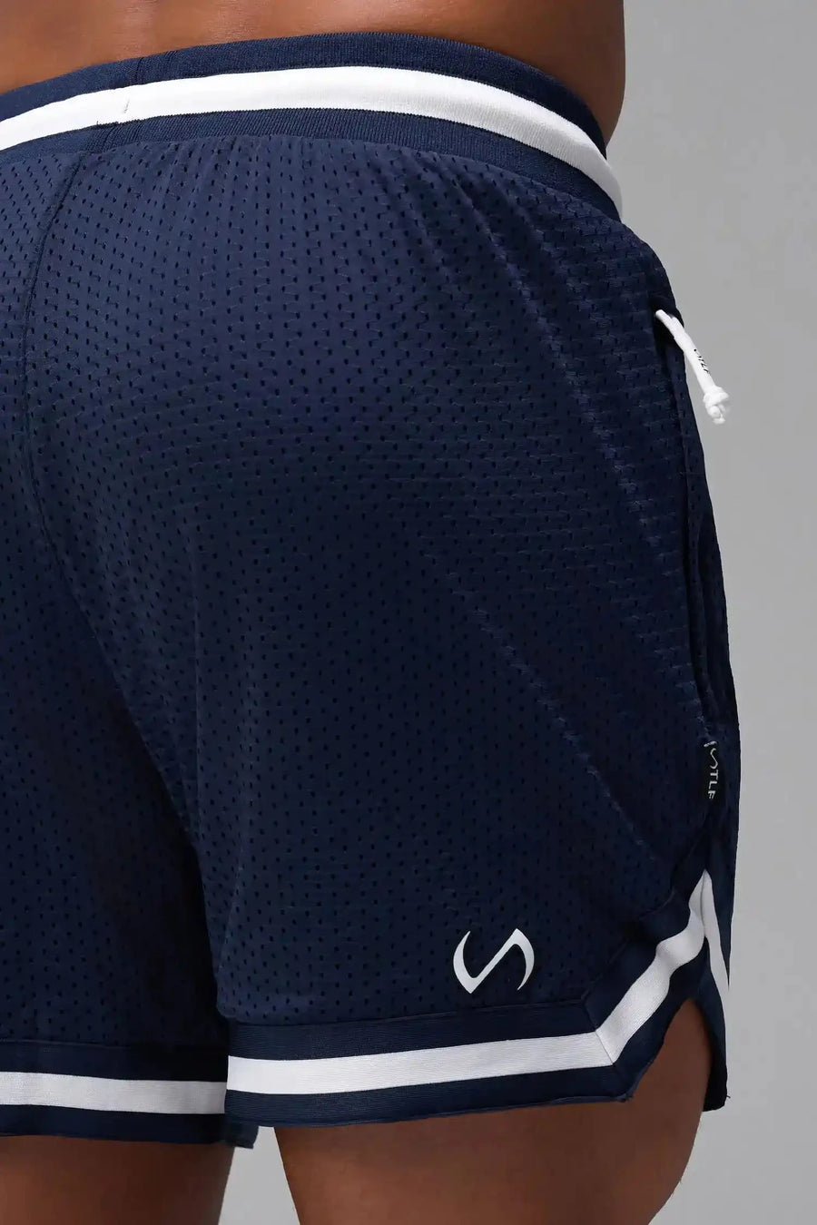 Back View of Blue GTS Evolve Mesh 6 Inch Shorts, featuring dual side pockets and 6 inch inseam for performance and functionality 