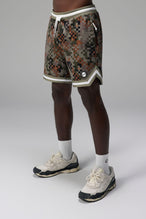 Front View of Digital Camo GTS Evolve Mesh 8 Inch Shorts, featuring an 8-inch inseam, custom digital camo design and zipper pockets