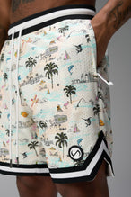 Front View of TLF Miami GTS Evolve Mesh 8 Inch Shorts, featuring an 8-inch inseam, custom miami print design and zipper pockets